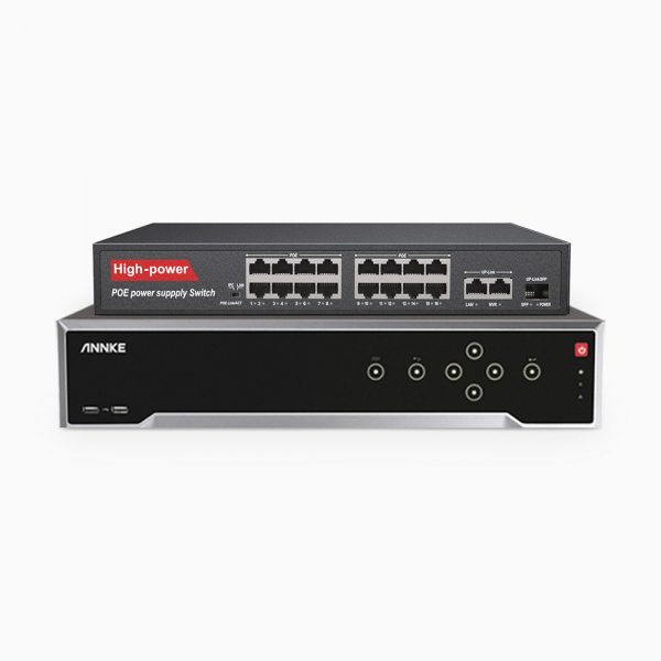 4K 32 Channel PoE NVR Recorder with 16 PoE Ports, 12MP Video Resolution, 4 Hard Drive Bays, Video Content Analysis Search for Fire, Ship,...